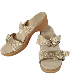 Dansko Sophie Sandal Snake Embossed Double Strap Buckle Mule Sandals Size 11
